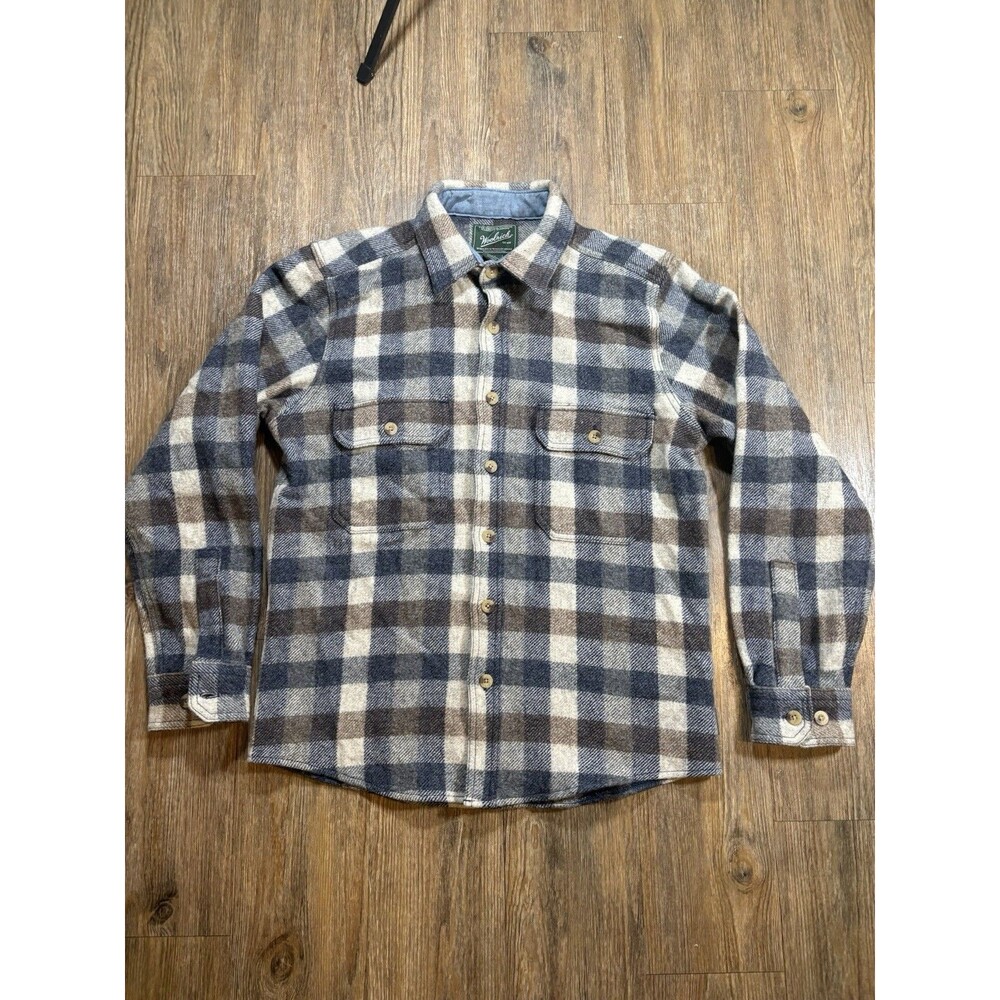 Woolrich Outdoor Wool Flannel Shirt Men's M Plaid Button Long Sleeve